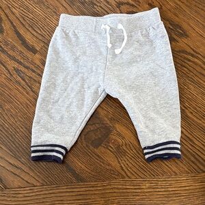 Janie and Jack Gray Joggers with Navy Striped Cuffs